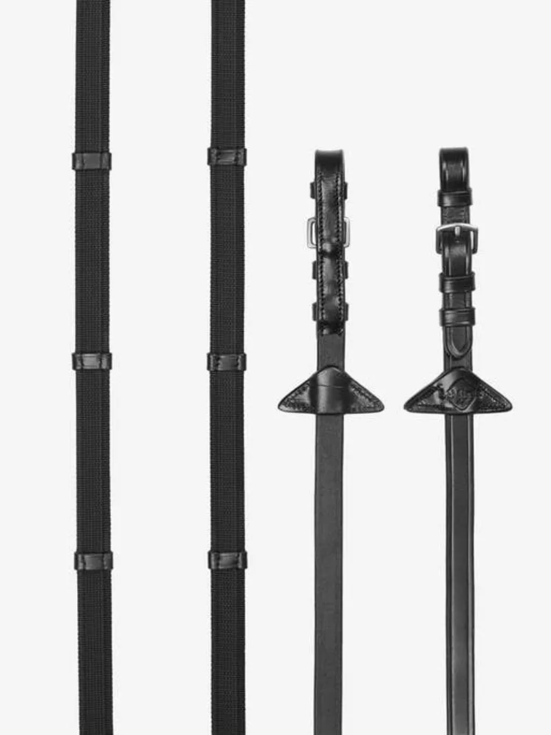 LeMieux Rubber Grip Continental Reins Black/Silver